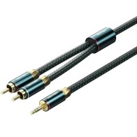 Cable de Audio Estéreo 2xRCA/M Jack 3.5/M 1M Verde/Negro Vention