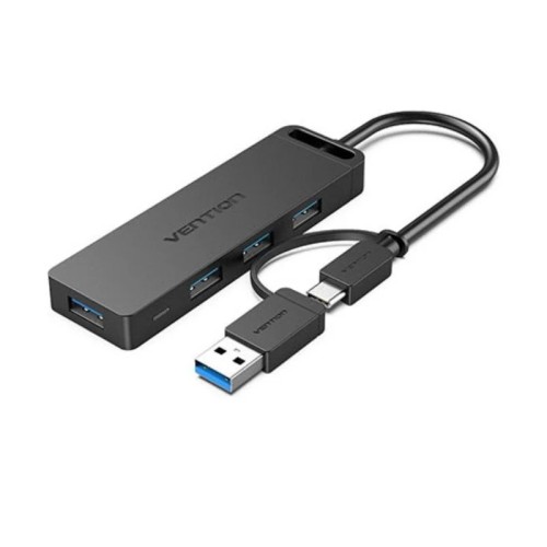 Hub 4 Puertos USB Gris con USB-C PD