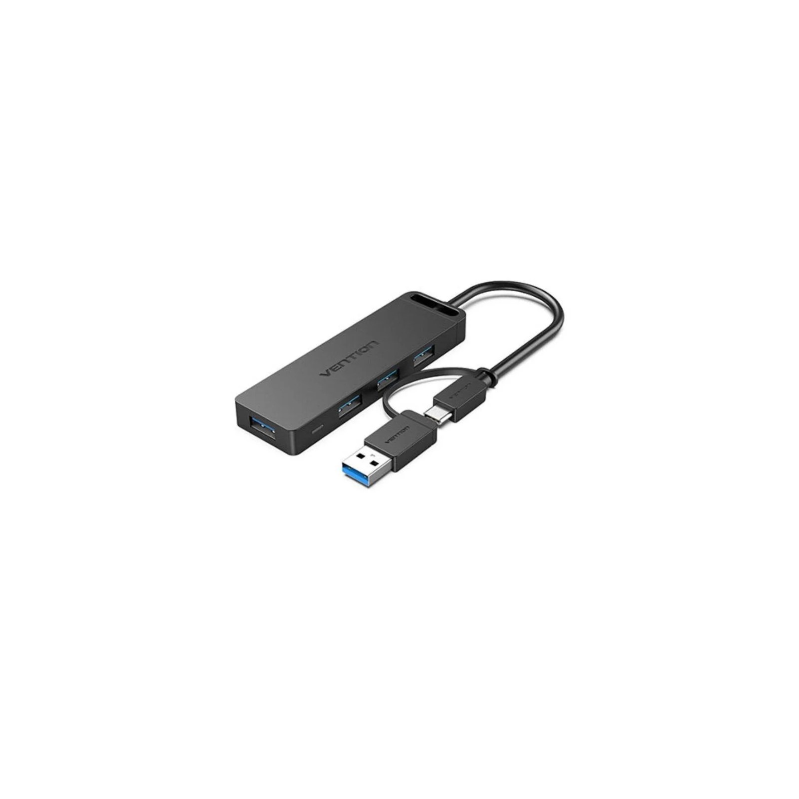 Hub 4 Puertos USB Gris con USB-C PD