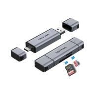 Lector Tarjetas Externo USB 3.0 USB-C Vention Gris