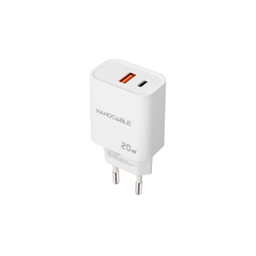 Cargador Pared 1xUSB-C PD 20W Blanco Nanocable