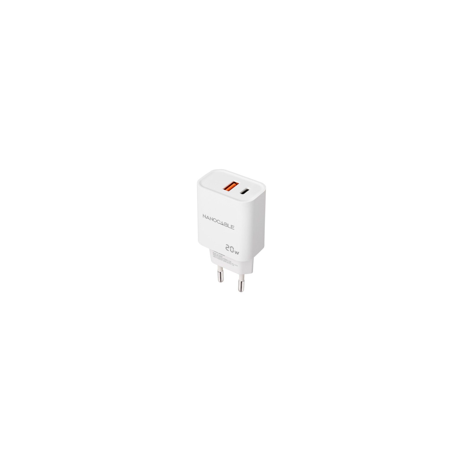 Cargador Pared 1xUSB-C PD 20W Blanco Nanocable