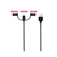 Cable 3 en 1 USB-A a USB-C/MicroUSB-Lightning 1m