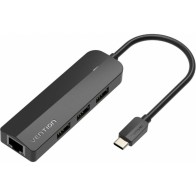 Vention 5 Ports USB-C Hub 3xUSB-A / 1xRJ45 / 1xMicro B PD Black