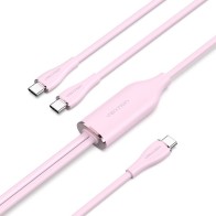 USB-C to Dual USB-C Cable 1.5M Pink