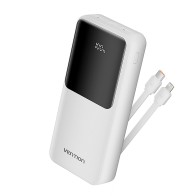 20000mAh Power Bank 22.5W with USB-C and Lightning Cable White Vention