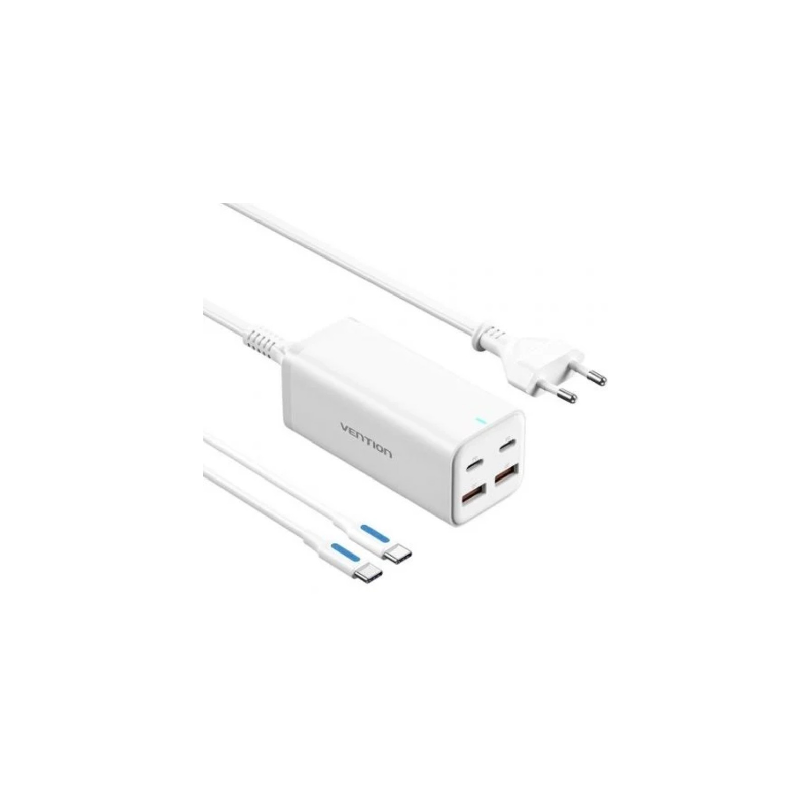 100W Wall Charger 2xUSB-C USB-C to 2xUSB-A Cable White Vention