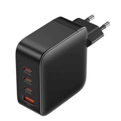 Cargador Pared 140W 3xUSB-C + Cable USB-C/USB-A Negro Vention