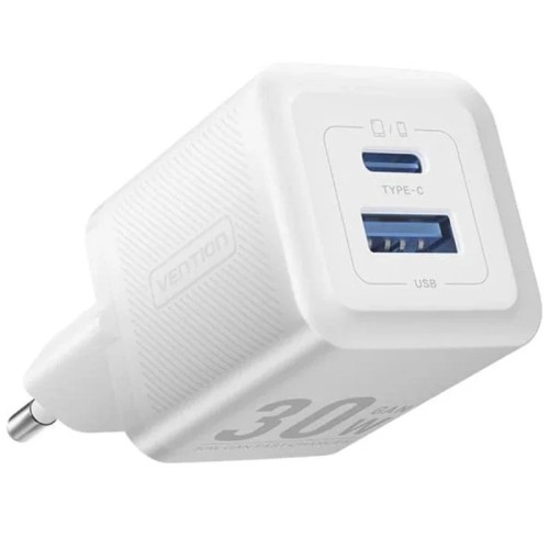 Vention 30W Wall Charger - Dual USB-C USB-A Fast Charging