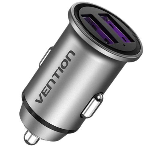 Vention Car Charger with 2 x USB-A - 30W - Gray