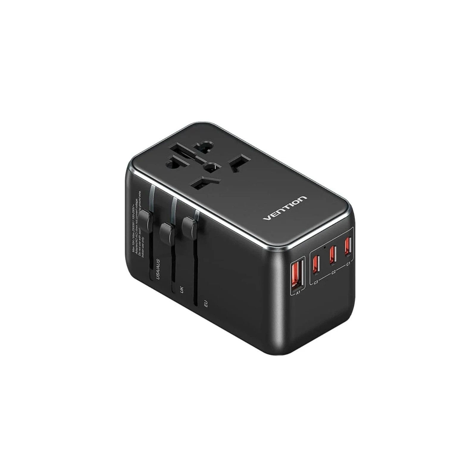 Cargador Pared Universal Toma De Corriente/3xusb-c/usb-a 120w Negro Vention